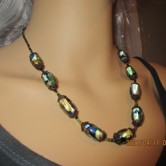 Handmade Beaded/Metal Necklace - Picture 1 of 8
